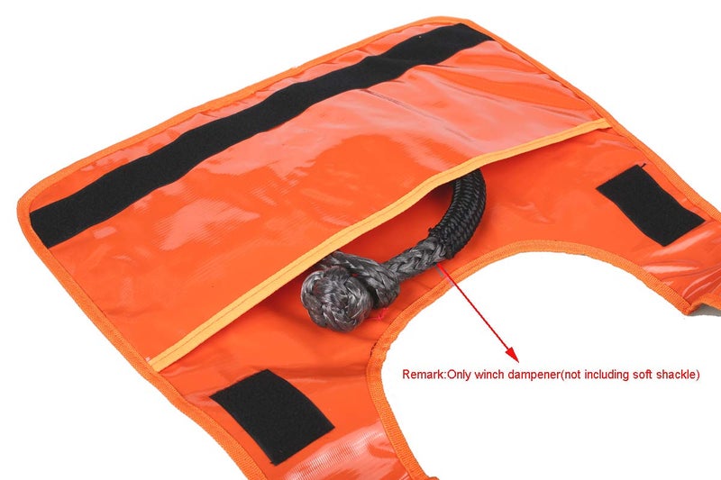 Comily Plus+ Off Road Recovery Winch Weight Bag,Safety Strong Durable PVC Winch Rope Dampener Blanket with Pocket-Light Orange Color - Image 4